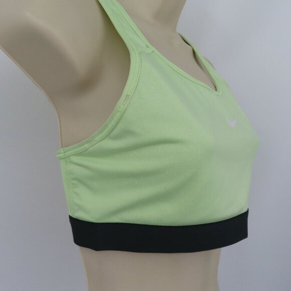 Nike Women Medium Green Gray Logo Racerback Sports Bra Wireless No Wire Athletic - Picture 2 of 11